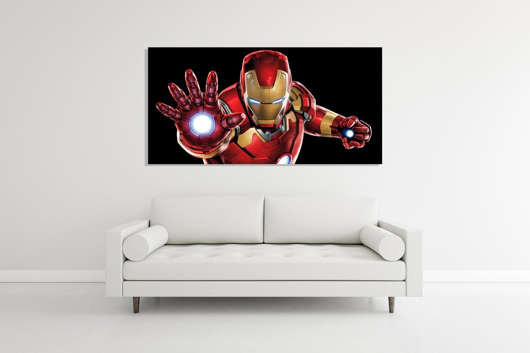 Iron Man Wall Art, Panoramic Superhero Painting, Avengers Art, Marvel
