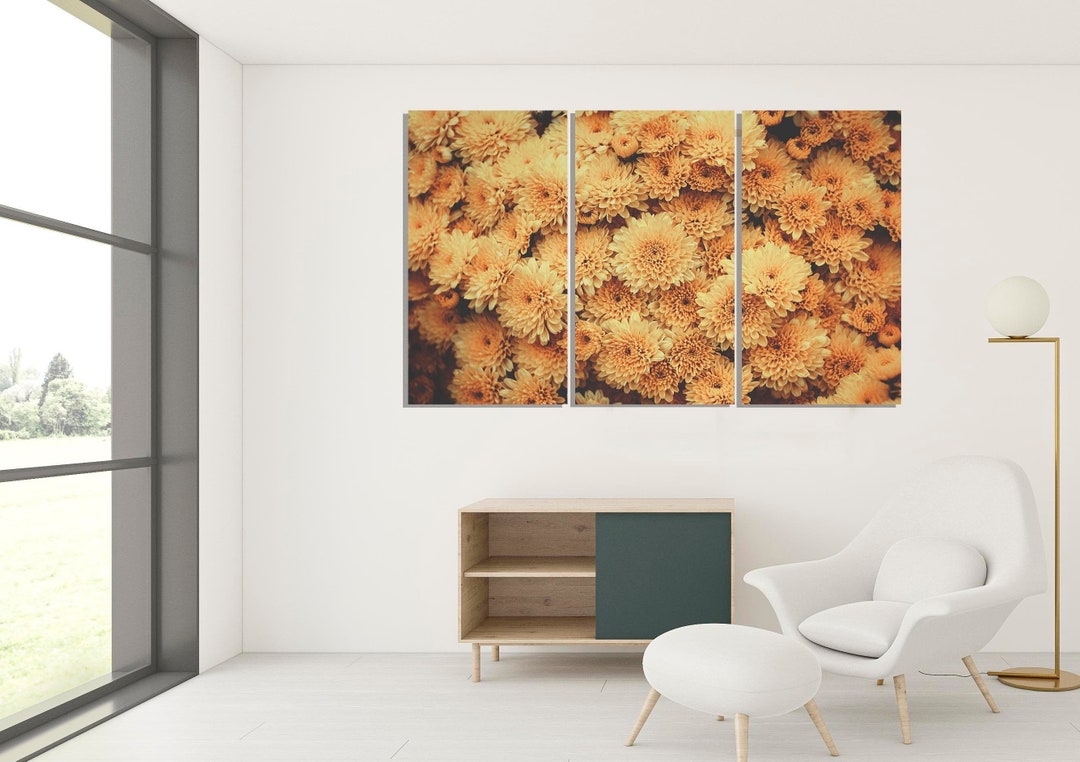 Yellow Flowers Wall Art Set Floral Painting Nature Inspired Etsy
