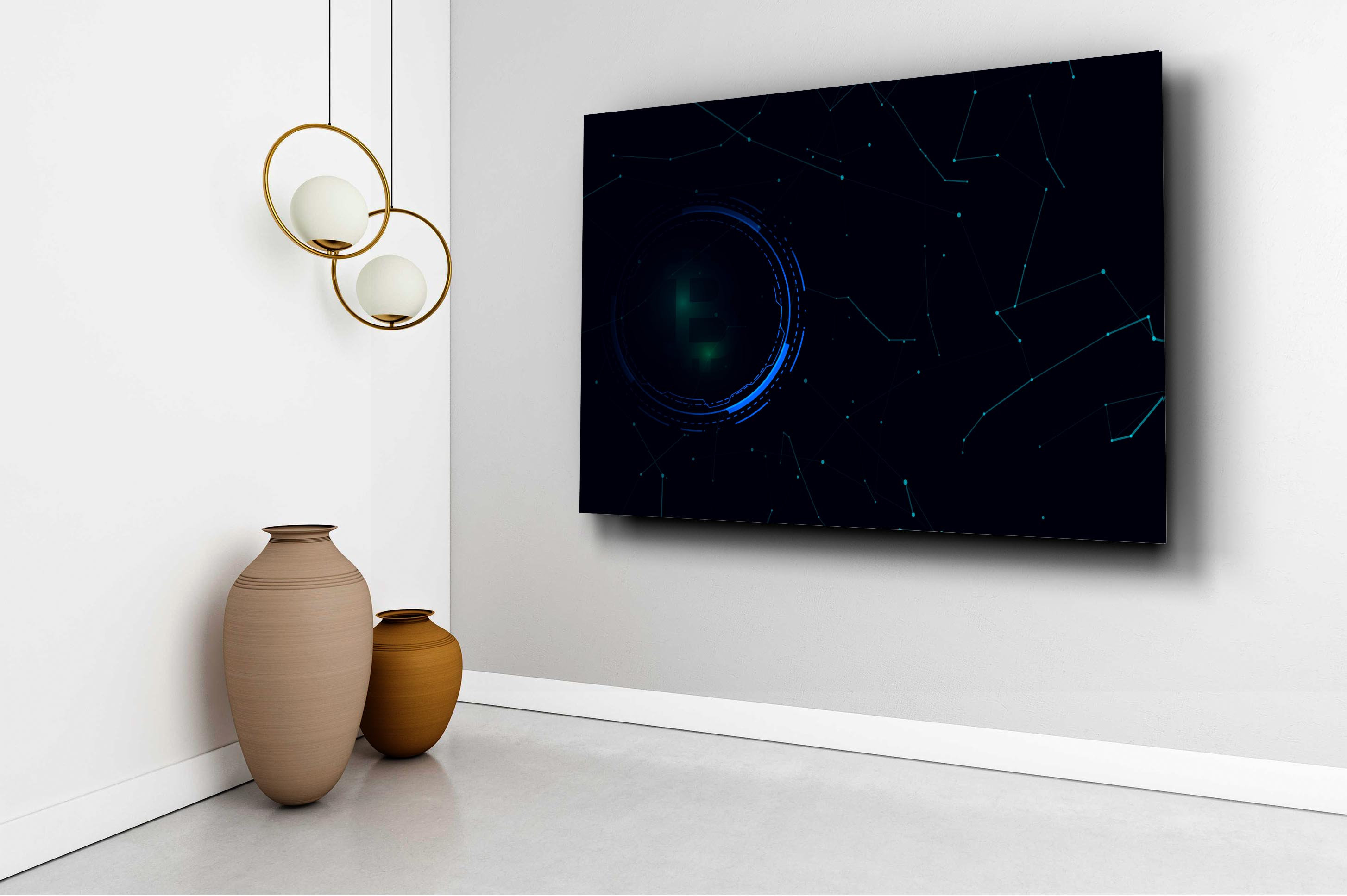 Digital Technology Three Panel Wall Art Global Network Etsy