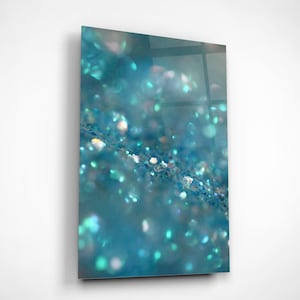 Sparkling Glitter Wall Art, Shimmering Sequins Bokeh Photography, Glass Teal Girls Room Decor, Sparkly Vanity Decor