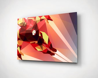 Arte de pared de vidrio de Iron Man, decoración geométrica de los Vengadores