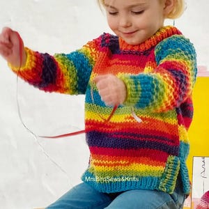 Patrón de suéter infantil de punto grueso y fácil de tejer (solo en inglés): (Descarga en PDF, solo en inglés)