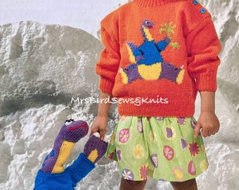 Vintage Dinosaur Knit Sweater & Toy Pattern (PDF Download)
