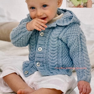 Vintage Aran Knit Hooded Jacket Pattern: Child's Classic Design (PDF Download, ENGLISH Only)
