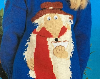 The Wombles sweater knitting pattern for  child sweater to fit ages 5-12yrs. Orinoco. Double Knit yarn. Vintage PDF download.