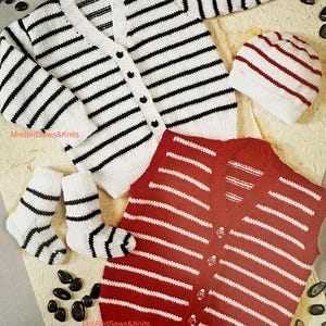 Patrón de punto doble: Cárdigan, chaleco, gorro y calcetines (tallas 50-76 cm) (Descarga digital)