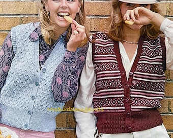 ENGLISH only Fair Isle Knit Vest Pattern: Diamond Design, Sizes 32-42 (PDF Download, English Only)