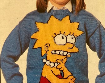 Lisa Simpson Sweater Knitting Pattern: Adult Child Sizes (PDF - Main Image