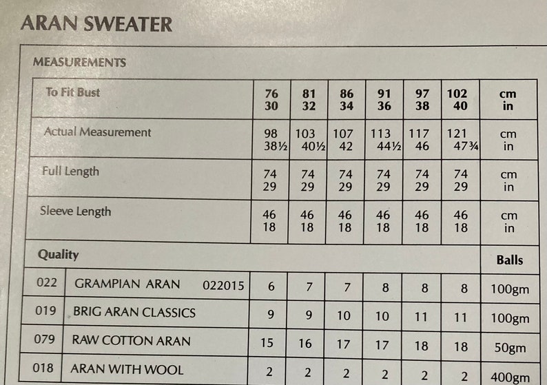 Aran Knit Sweater Pattern: Vintage Ladies Jumper (PDF Download, English ...