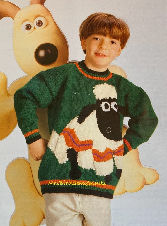 Vintage Shaun the Sheep Sweater Knitting Pattern: Child's Jumper