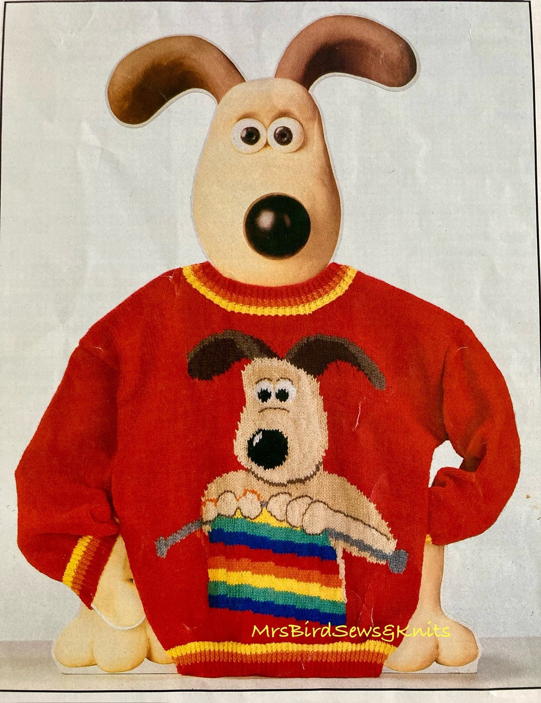 Gromit Dog Knitting. Double Knit Child's Sweater Jumper Sizes Approx. 5