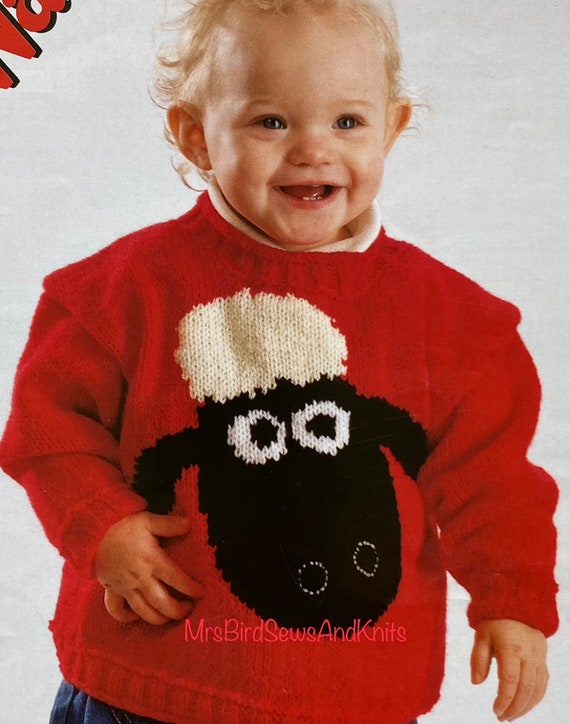 Shaun the Sheep Knit Sweater Pattern: Child's Jumper (Instant Download,  ENGLISH, 20-24 inch