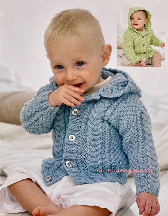 Vintage Aran Knit Hooded Jacket Pattern: Child's Classic Design