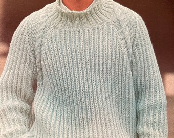 Vintage Fisherman Rib Sweater Knitting Pattern: Chunky Cable Knit (Instant Download)