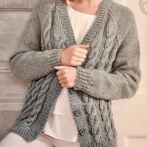 Patrón de cárdigan y suéter de punto grueso: Tallas de mujer 28-46” (Patrón PDF)