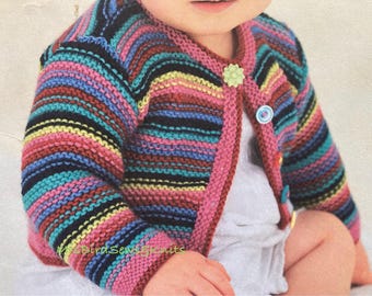Baby Cardigan Knitting Pattern: Easy Knit, Sizes 16-24" (Instant Download)