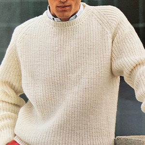 Mens Knitted Sweater, Vintage Cable Knit Sweater, Chunky Sweater