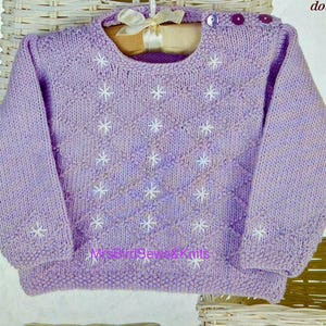 Child sweater with sweet diamond detail to knit using double knit yarn. Sizes 16-26 inch. Easy knit. Instant download knitting pattern