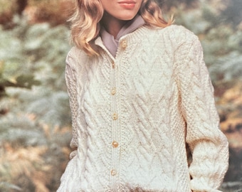 Vintage Aran Cardigan Knitting Pattern: Ladies Jacket (PDF Download)