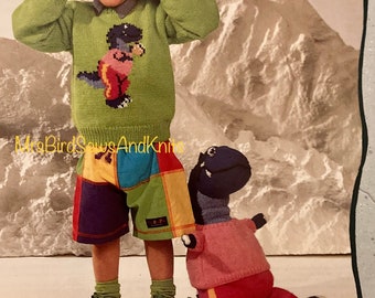Vintage Dinosaur Knit Sweater Pattern: Matching Toy (PDF Download)