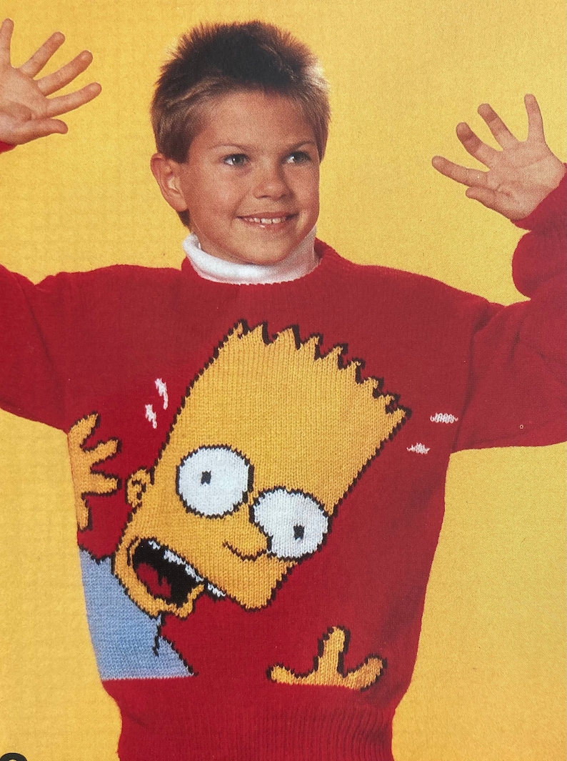 Bart Simpson Double Knit Sweater in Adult & Child Sizes. Sizes 2640