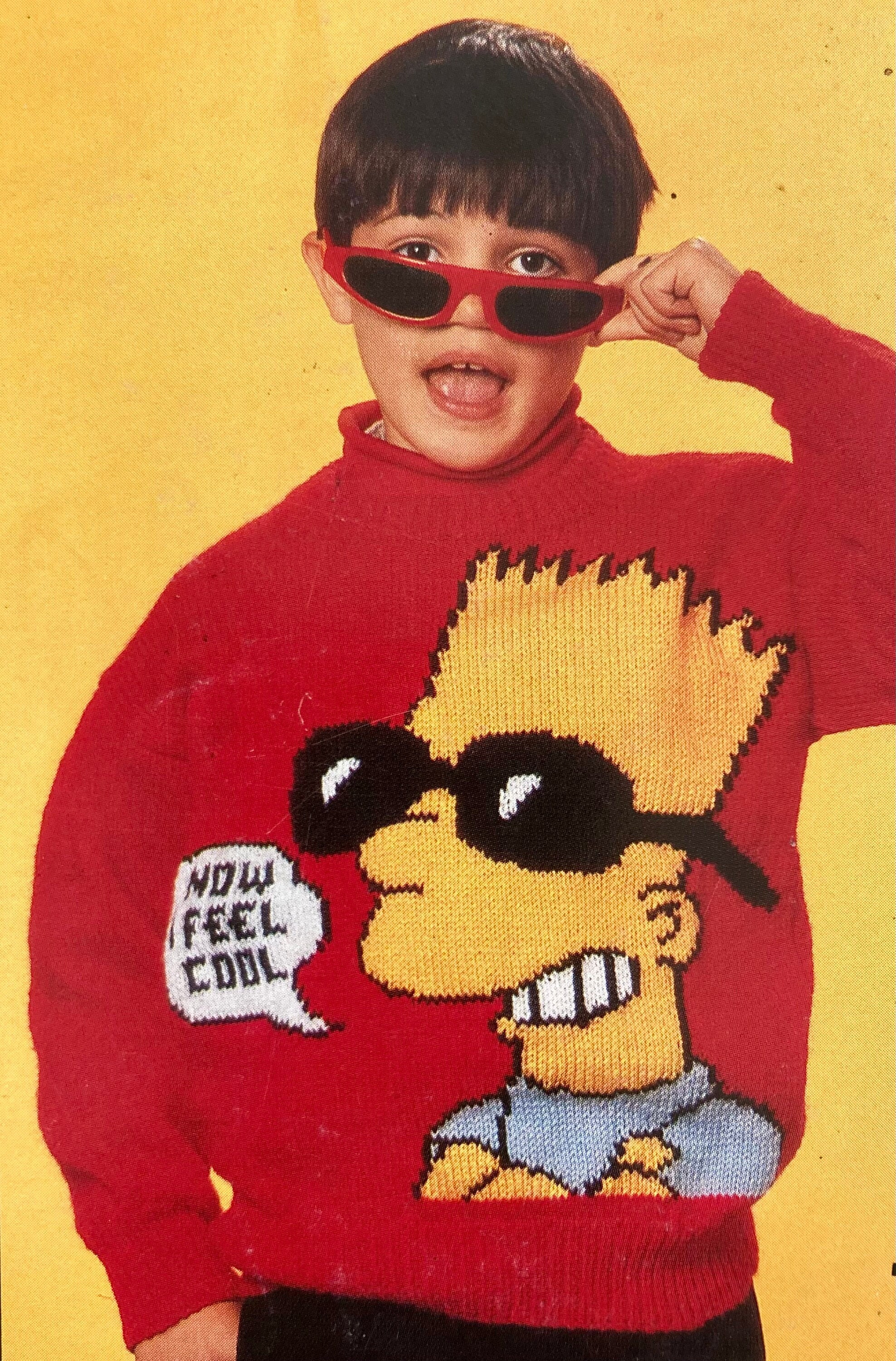 Bart Simpson motif sweater to knit in double knit yarn. Adult child sizes 26 40 inch. The Simpsons. Instant download knitting pattern