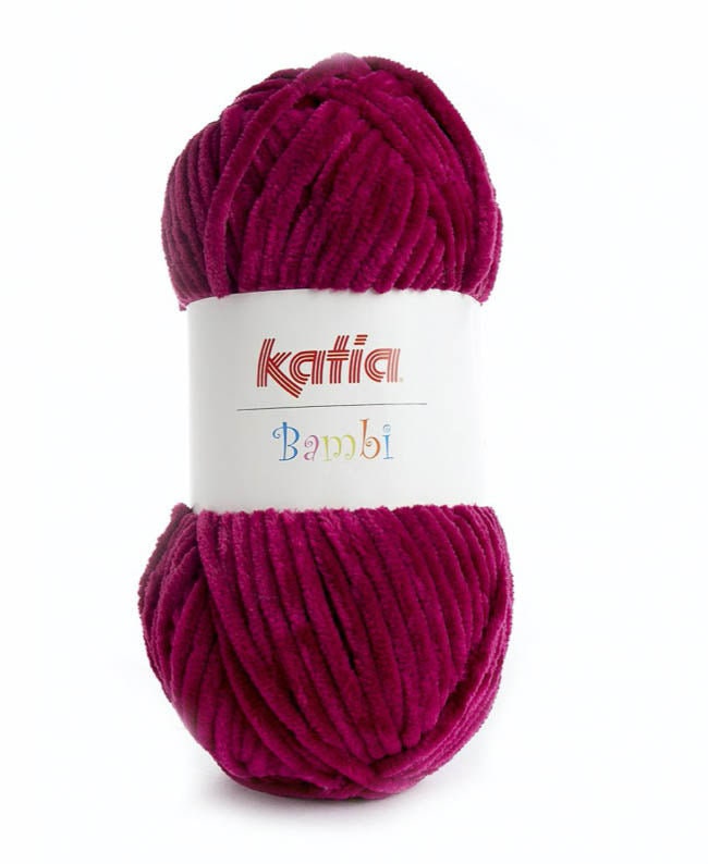 Pelote de laine chenille Bambi fuchsia, laine katia pas chère