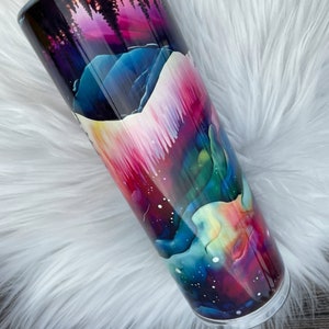 Northern Lights Tumbler, Aurora Borealis Travel Cup, Glowing Night Sky Mug, Nature Inspired Drinkware
