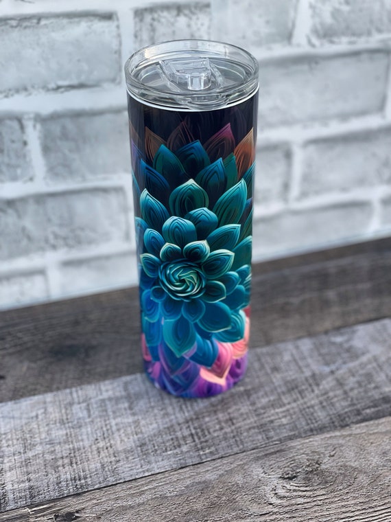 3D Floral Sublimation Tumbler, Flower Print Travel Mug, Botanical Design, Gift for Her