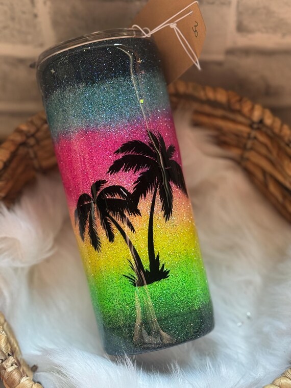 Sunset Tumbler, Beach Vibes Drinkware, Ocean Inspired Cup, Colorful Travel Mug, Summer Beverage Holder