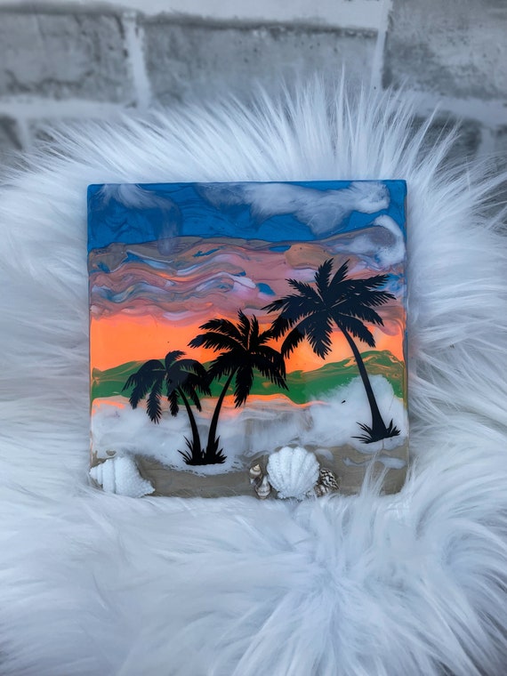 Sunset Tile Art, Handcrafted Ceramic Decor, Wall Hanging, Nature Inspired Gift