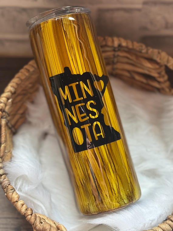 MN Love Woodgrain Tumbler, Minnesota Souvenir Cup, Travel Mug, Gift for Him, Rustic Drinking Container