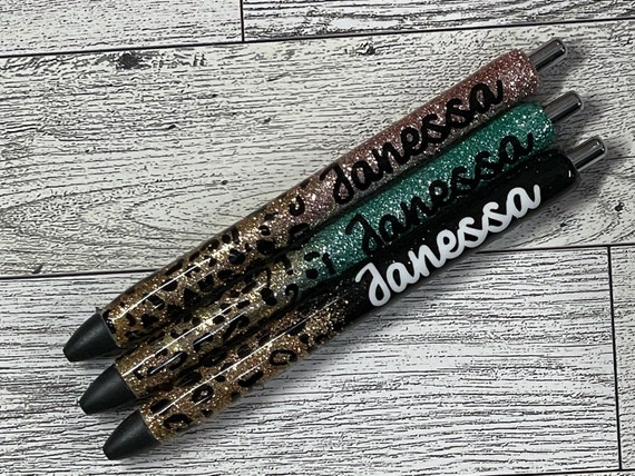 Leopard Ombre Glitter Pen, Sparkly Animal Print Pen, Trendy Pen for Journaling and Writing, Gift for Her
