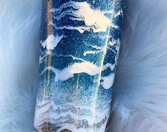 Beach Tumbler, Ocean Blue, Stainless Steel Tumbler, Sea Lover Gift, Summer Drinkware, Coastal Decor