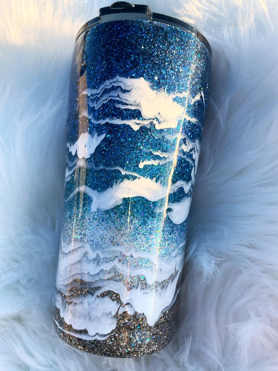 Beach Tumbler, Ocean Blue, Stainless Steel Tumbler, Sea Lover Gift, Summer Drinkware, Coastal Decor