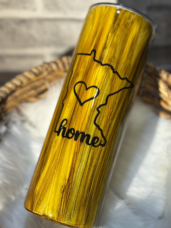 MN Love Woodgrain Tumbler, Minnesota Souvenir Cup, Travel Mug, Gift for Him, Rustic Drinking Container