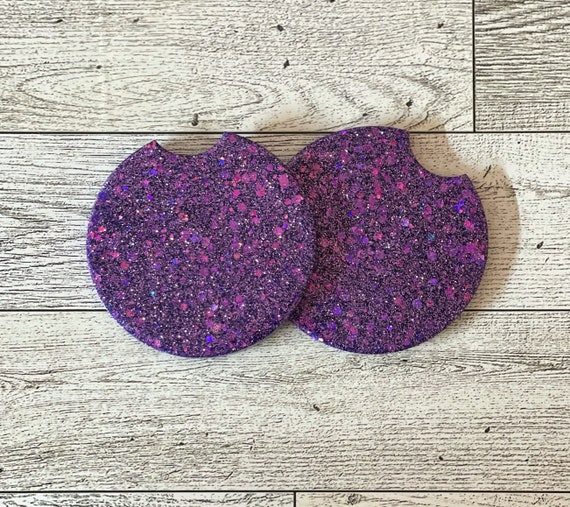 Glitter Car Coasters, Cup Holder Coasters, Bling Auto Accessories, Sparkly Car Decor, Gift for Her