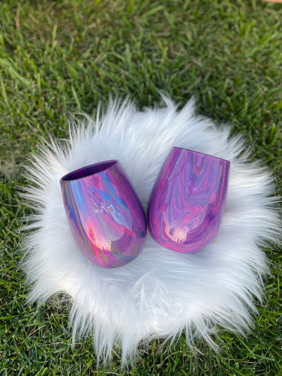 Marbled Wine Glass Handcrafted, Unique Wine Glassware, Elegant Drink ware, Trendy Home Decor