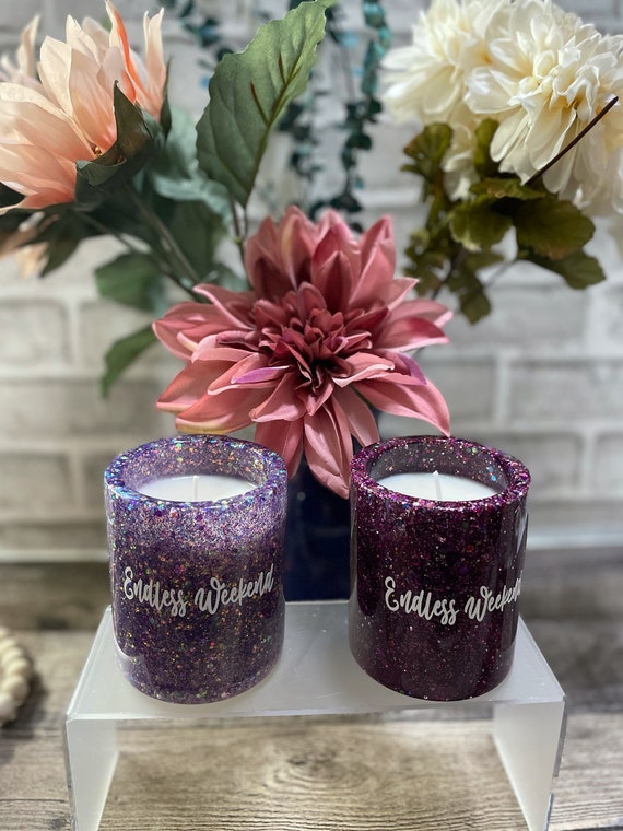 Glitter Resin Soy Candle, Endless Weekend Scent, Hand Poured, Home Decor, Relaxation Gift