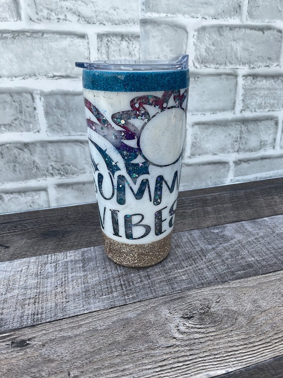 Summer Snow Globe Tumbler, Beach-inspired Tumbler, Glitter Tumbler Cup