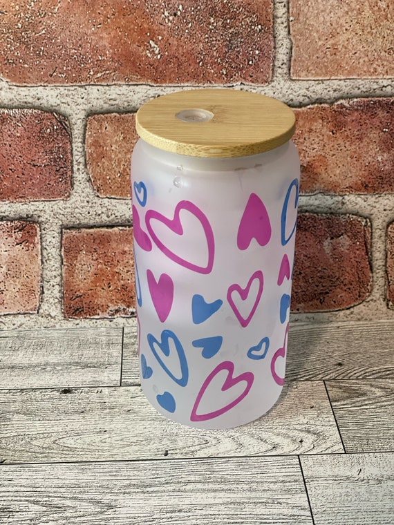 Color Changing hearts Beer Can Glass, Color Change Drinking Glass, Star Beer Glass, Fun Party Glass, Unique Gift