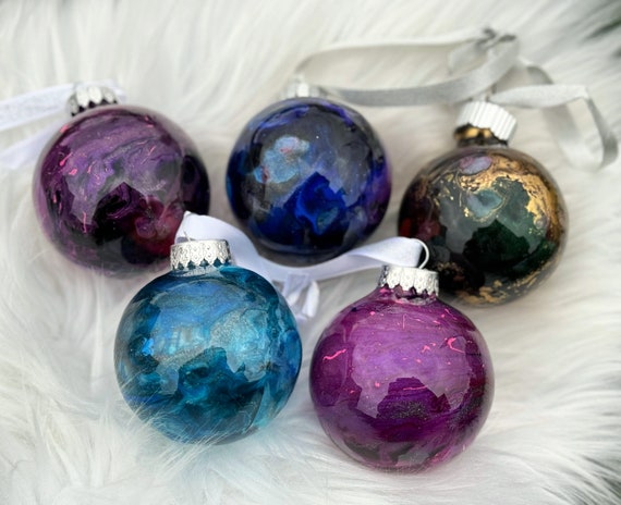 Alcohol ink Holiday Ornament, Christmas Tree Decoration, Festive Hanging Decor, Xmas Gift, Winter Decor