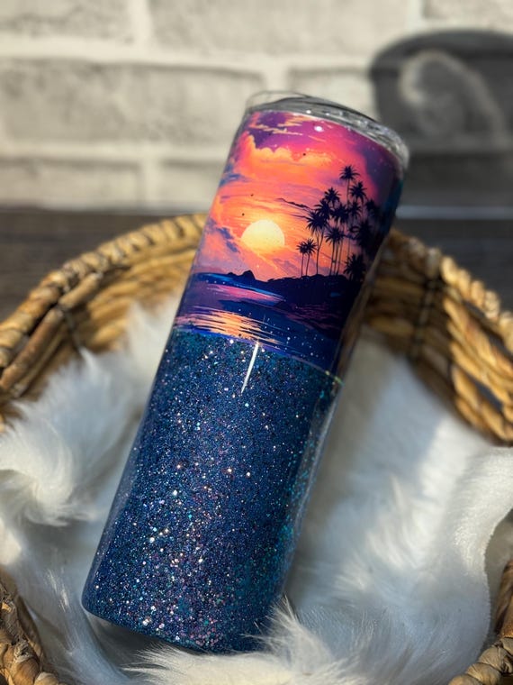 Sunset Beach Ombre Tumbler, Travel Mug, Ocean-Inspired Drinkware, Eco-Friendly Cup, Portable Tumbler, Beach Gift