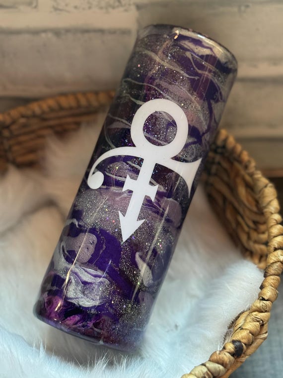 Prince Purple Glitter Tumbler, Sparkly Travel Mug, Handmade Tumbler, Gift for Her, Customizable Tumbler