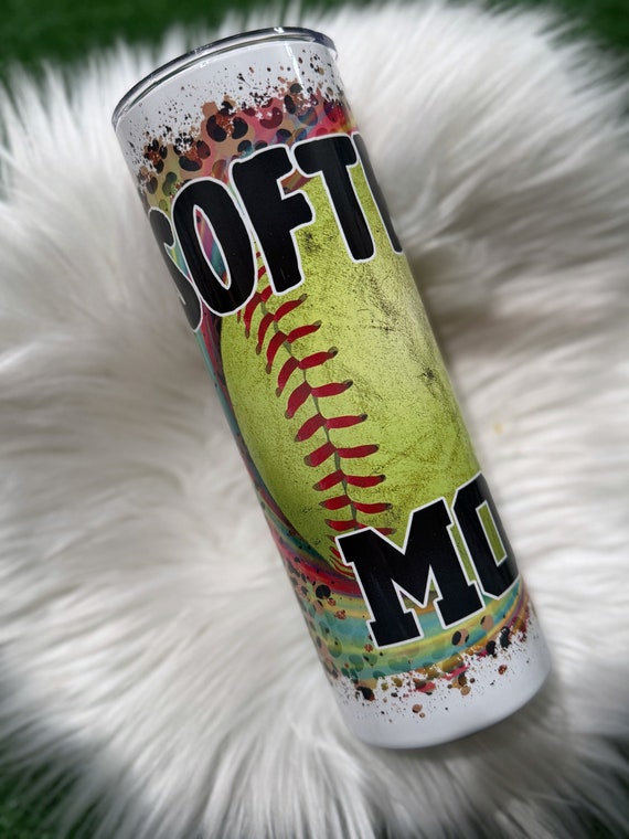 Softball Mom Tumbler, Sports Mom Gift, Custom Mom Cup, Personalized Travel Mug, Gift For Her