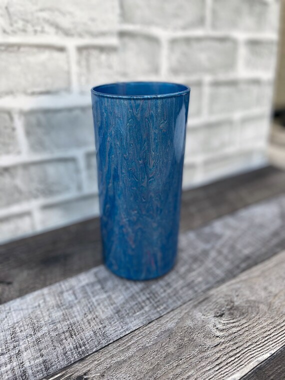Blue Metallic Vase, Modern Home Decor, Accent Piece, Table Centerpiece, Handcrafted Ceramic, Unique Gift