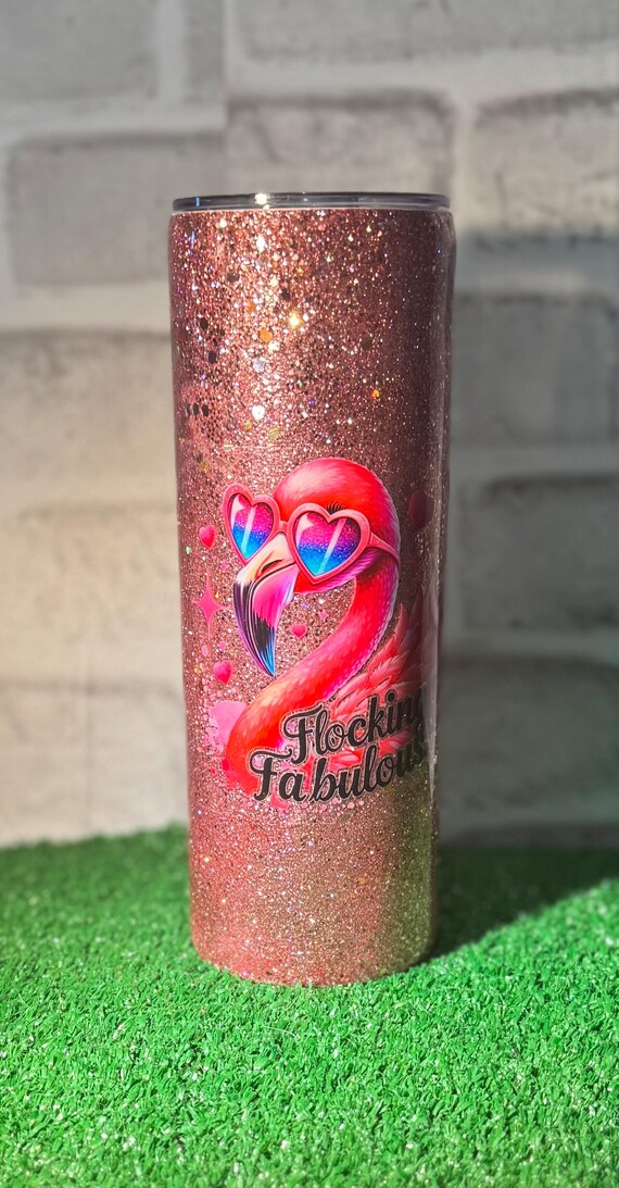 Flamingo Glitter Tumbler, Summer Drinkware, Gift for Her