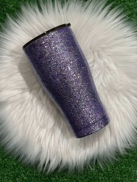 Purple Glitter Tumbler, Sparkly Travel Mug, Handmade Tumbler, Gift for Her, Customizable Tumbler