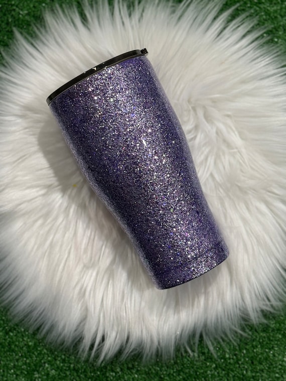 Purple Glitter Tumbler, Sparkly Travel Mug, Handmade Tumbler, Gift for Her, Customizable Tumbler