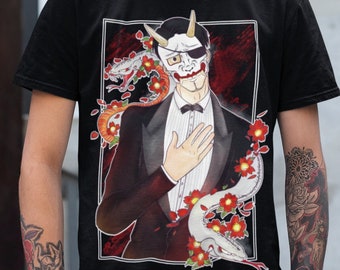 Hannya Maske Unisex Shirt, Japanischer Dämon Shirt, Japanische Streetwear, Evil Oni Shirt, Japan Geschenk, Ästhetisches Shirt
